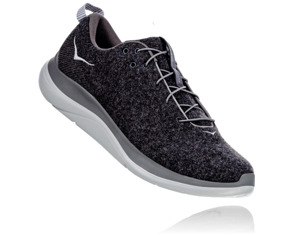 Pantofi De Mers Hoka One One Hupana Flow Wool Dama - Gri Inchis | Romania ULIZ08641